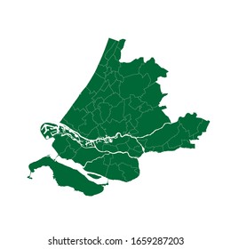 Mapa de alta calidad de Holanda del Sur es una provincia de los Países Bajos, con fronteras de los municipios