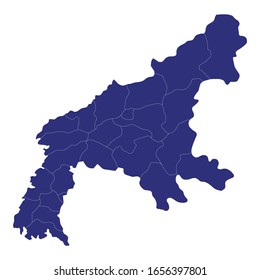 High Quality map of South Pyongan is a province of North Korea, with borders of the counties