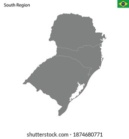 High Quality Map South Region Of Brazil, With Borders Of The States