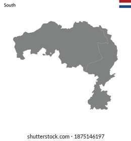 Mapa de alta calidad región sur de Holanda, con fronteras de provincias