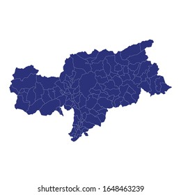 Mapa de alta calidad del Tirol del Sur es una provincia de Italia, con fronteras de los municipios