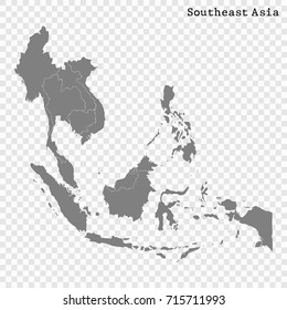 High quality map of the Southeast Asia with borders of the countries