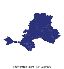 High Quality Map Of Southern Federal District Of Russia With Borders Of The Regions