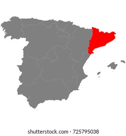 High quality map of Spain with borderrs of Catalonia