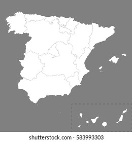 High quality map of Spain with borders of the regions