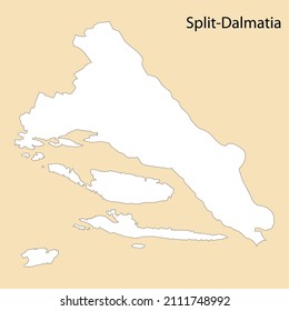 High Quality map of Split-Dalmatia is a region of Croatia, with borders of the districts