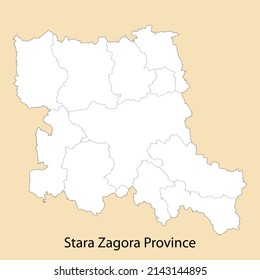 High Quality map of Stara Zagora is a province of Bulgaria, with borders of the districts