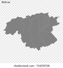 High Quality map of Bolívar is a state of Venezuela, with borders of the municipalities