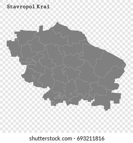 High Quality map of Stavropol Krai is a region of Russia with borders of the districts