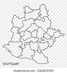 High Quality map of Stuttgart is a city  The Germany, with borders of the regions. Map of Stuttgart for your web site design, app, UI. EPS10.