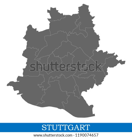 High Quality map of Stuttgart is a city of Germany, with borders of districts