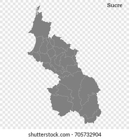 High Quality map of Sucre is a Department of Colombia with borders of the Municipalities