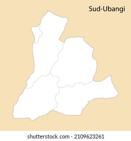 Die Hochqualitätskarte von Sud-Ubangi ist eine Region der Demokratischen Republik Kongo, die an die Grenzen der Bezirke grenzt