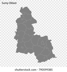 High Quality map of Sumy Oblast is a province of Ukraine, with borders of the regions