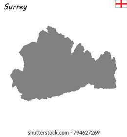 High Quality map of Surrey is a ceremonial county of England