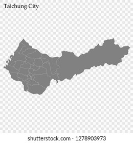 High Quality map of Taichung City is a municipality of Taiwan, with borders of the Local government areas