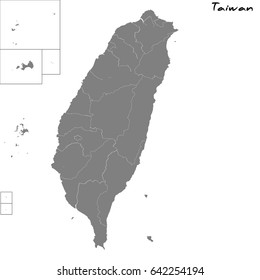 High quality map of Taiwan with borders of the regions
