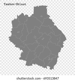 High Quality map of Tambov Oblast is a region of Russia with borders of the districts
