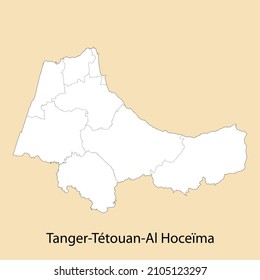 Mapa de alta calidad de Tanger-Tetouan-Al Hoceima es una provincia de Marruecos, con fronteras de distritos