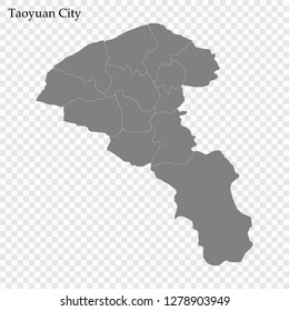 High Quality map of Taoyuan City is a municipality of Taiwan, with borders of the Local government areas