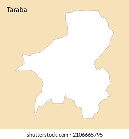 High Quality map of Taraba is a region of Nigeria, with borders of the districts