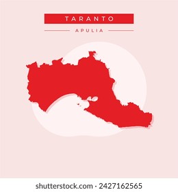 High Quality map of Taranto is a province of Italy, with borders of the municipalities
