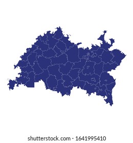 High Quality map of Tatarstan is a region of Russia with borders of the districts