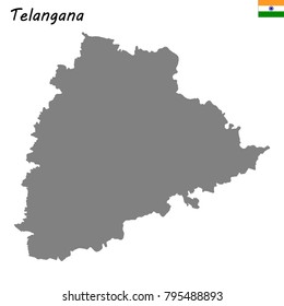 High Quality map of Telangana is a state of India