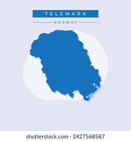 High Quality map of Telemark County of Norway, with borders of municipality