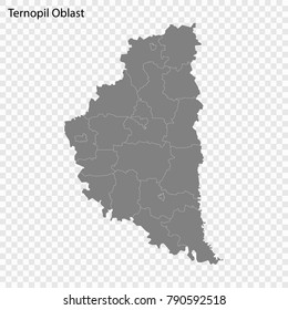 High Quality map of Ternopil Oblast is a province of Ukraine, with borders of the regions