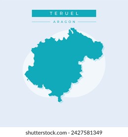 High Quality map of Teruel is a province of Spain, with borders of the municipalities