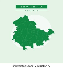 Mapa de alta calidad de Turingia y Labrador es un estado de Alemania, con fronteras de las regiones