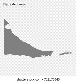 High Quality map of Tierra del Fuego province is a district of Argentina with borders of the departments