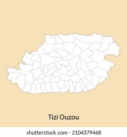 High Quality map of Tizi Ouzou is a province of Algeria, with borders of the districts