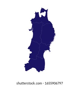 Hochwertige Karte von Tohoku ist eine Region von Japan, mit Grenzen der Präfekturen