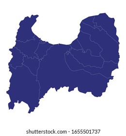 High Quality map of Toyama is a prefecture of Japan with borders of the districts