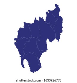 High Quality map of Tripura is a state of India, with borders of the divisions