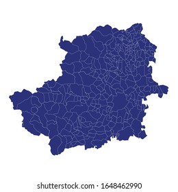 High Quality map of Turin Metropolitan is a province of Italy, with borders of the municipalities