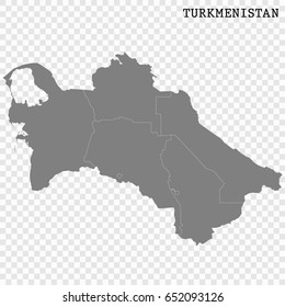 High quality map of Turkmenistan with borders of the regions or counties 