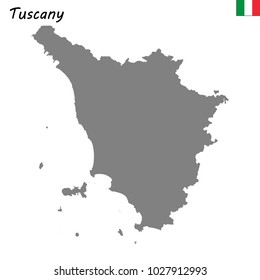 High Quality map of Tuscany is a region of Italy