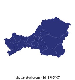 High Quality map of Tuva is a region of Russia with borders of the districts