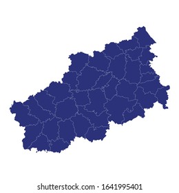 Mapa de alta calidad del óblast de Tver es una región de Rusia con fronteras de los distritos