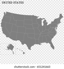 High quality map of United States of America with borders of the states or counties. Vector illustration