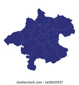 High Quality map of Upper Austria is a state of Austria, with borders of the counties