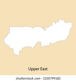 High Quality map of Upper East is a region of Ghana, with borders of the districts