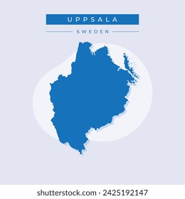 High Quality map of Uppsala is a county of Sweden, with borders of the Municipalities