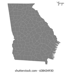 High Quality map of U.S. state of Georgia with borders of the counties