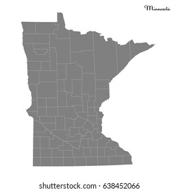 High Quality map of U.S. state of Minnesota with borders of the counties