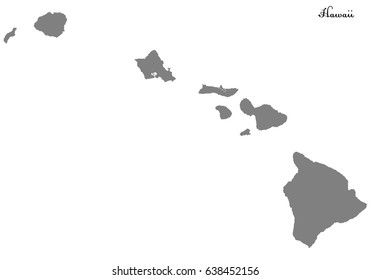 High Quality map of U.S. state of Hawaii with borders of the counties