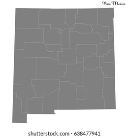 High Quality map of U.S. state of New Mexico with borders of the counties
